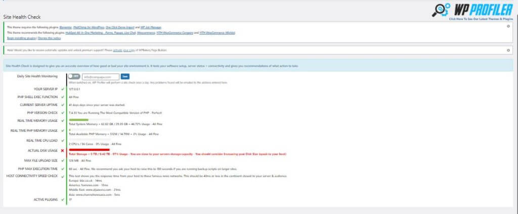 WptApps WP Optimizer (now WP Profiler( site health check image 